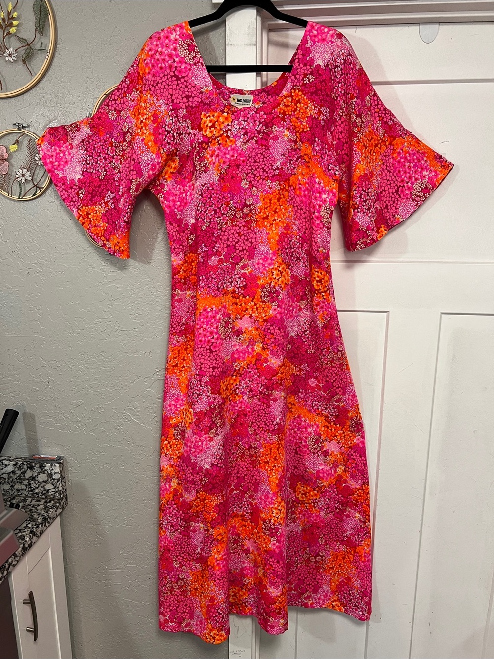 Vintage TWO POTATO Of Laguna Beach California 70s Floral Maxi Dress Size size M